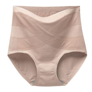 Flarixa 【95% Cotton 】Seamless Women High Waist Cotton Panties Cross Tummy Control Underwear Girls Briefs Breathable Solid Color Underpants