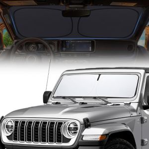 Shade Heat Shield for Jeep Wrangler Windshield Sun ShadeArt USA Flag Sunshade Compatible with Jeep Wrangler Tj Jk Jl Jku Jlu &Gladiator Jt Foldable Windshield Sun Visor Blocks UV Rays 1997-2025
