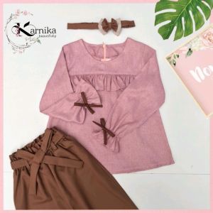 baju anak perempuan karnika 1 - 14 tahun setelan anak perempuan blus dan celana panjang bahan import