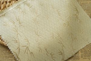 Golden Bamboo Leaf Jacquard Fabric Diamond Pattern Material for Dresses Bags and Textiles