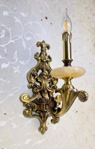 Đèn Tường Nến Đồng Đúc Nguyên Khối Nặng Kết Hợp Đá Phong Cách Tân Cổ Điển Cao Cấp Sang Trọng