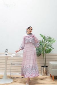 OFEYA - Ifaya Ruffle Pleats Ceruty Maxi Dress - Gamis Abaya Kaftan Lebaran