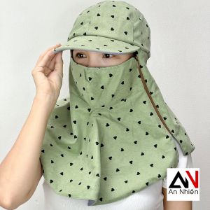 Nón mũ chống nắng có KHÓA KÉO vành nhỏ kèm khẩu trang vải cotton [được chọn mẫu]