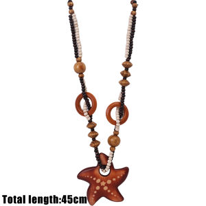 Boho Jewelry Ethnic Style Long Rope Chain Hand Made Wooden Bead Necklace Elephant Pendant Sweater Necklace Holiday Accessories