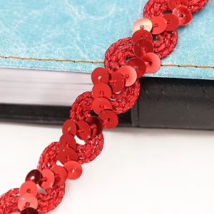 MODERNLUX 15MM Sequin Lace Braided Band 5 Yards DIY Sewing Dress Wedding Tape Decor Laces Fabric Accessories Ribbon Trim Sewing Clothes Stage