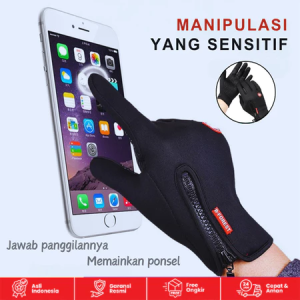 Sarung Tangan Motor Pria Cewek Waterproof Dengan Zipper HP handphone Sarung Tangan Motor Anti Slip