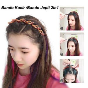Bando Jepit Rambut Korea 2in1 Headband / Hairband Bando Jepit Twister