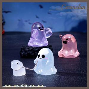 [Carmelun] 5PCS Cute Dollhouse Luminous Ghost Doll Miniature Models DIY Accessory Doll House Decor Halloween Ornaments Glow In The Dark Toy