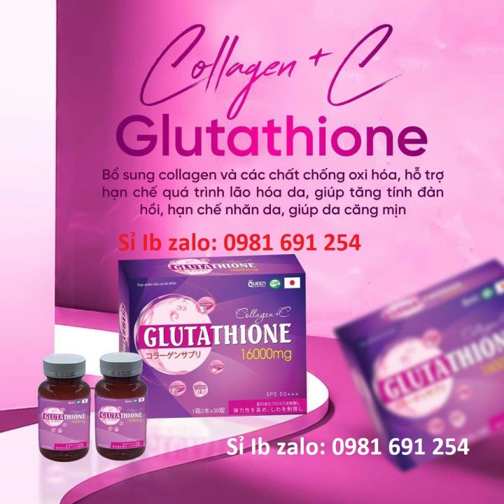 glutathione 16000 Viên Uống Trắng da COLLAGEN - GLUTATHIONE 16000 - Trắng Da, Mờ Nám, Giảm  Nhăn ( Hộp 2 lọ 60 viên )