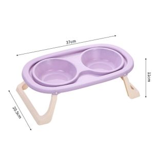 Detatchable Stainless Pet Bowl Foldable High-Foot Double Bowl Cat Feeder Protect Cervical Spine