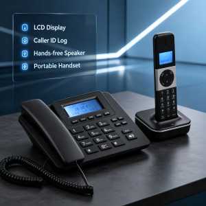 🇸🇬 READY STOCK Corded Landline Phone Set with Cordless Handset LCD Display Caller ID Home Office Telephone