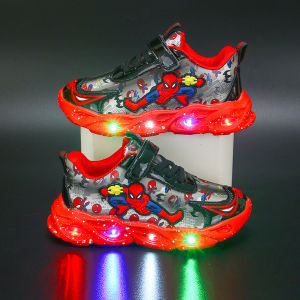 Carton LED shoes for kids boy Induction light up soft rubber sneakers shoes for kids size 25-30