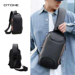 OTOHE Mens Chest Bag Multi-Functional Waterproof Crossbody Bag Business Anti-Theft USB Bag Combination Lock Casual Sports Street Shoulder Bags Messenger Bag Stylish Handheld Motorcycle Chest Bag