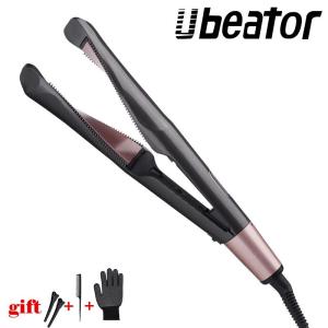 ใหม่ล่าสุดมืออาชีพ 2 in 1 ผมดัดผมและยืดเหล็กผมที่หนีบผมตรงผมดัดผมเปียกและแห้งเหล็กแบนผม Styler