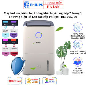 Máy Hút Ẩm - Lọc Không Khí Philips DE5205/00 Hà Lan Cao Cấp 2 Trong 1 Công Suất 355W Hiển Thị Chất Lượng Không Khí 4 Màu - Bảo hành 12 tháng