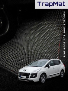 For ~ Peugeot 3008 SUV 2009 to 2016 TrapMat Front & Rear Customize 100% Waterproof Car Floor Mat Anti Slip Easy to Clean