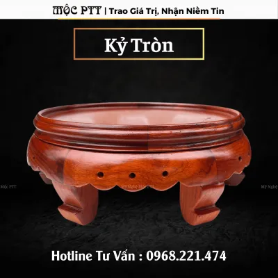 Kỷ Tròn Đế Tượng Đôn nhỏ gỗ Hương Ta Mặt từ 14 đến 30 Cao 9 cm trang trí phòng khách phòng làm việc phòng thờ
