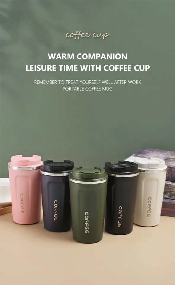 【earphea】New 510ML Insulated Coffee Mug with Lid, 18oz Vacuum Stainless  Steel Tea Tumbler Cup, Durable Double Wall Leak-Proof Eco-friendly Travel 