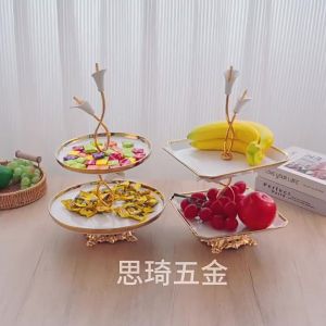 xpkQ Luxury Storage Trays Nordic Simple Ceramic Storage Trays Double Entertain Guests Fruit Tray Table Decoration Accessories 9Y3K6