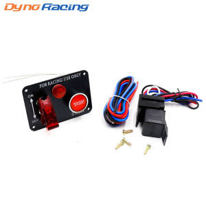Car modification carbon fiber panel three-in-one combination switch LED One-touch start ignition switch with light First gear