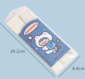 Set 4 thước kẻ học toán cute đa năng giá rẻ có túi đựng eke bỏ balo học sinh xinh xỉu
