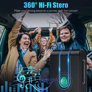 LENCENT Bluetooth 5.0 Receiver for Car Noise Cancelling Bluetooth AUX Adapter Hands-Free Microphone Wireless Bluetooth Car Kit Music Receiver for Car/Home Stereo/Headphones/Speakers