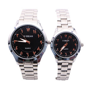X-GEAR Watch TAWAF Watch Islamic Time Display Arabic Numeric Anticlockwise Stainless Steel Chain Couple Watch XG8309