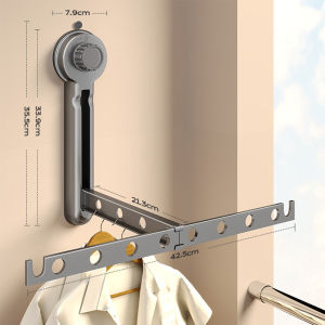 Aluminum Suction Cup Clothes Hanger Wall Mounted 12-hole Folding Clothes Rack Multifunctional Space-Saving Clothes Drying Rack for Home Travel