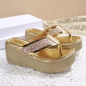 Free Shipping 2026 Pu Material Silver FASHION Wedge Heel Sandals With Thick Soles For Women To Wear Outside