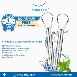 Tongue Scraper Stainless Steel Reusable Portable Tongue Cleaner To Remove Bad Breath Oral Care Tools
