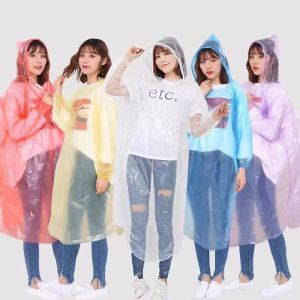 1PCS Disposable Raincoat Adult waterproof raincoat Plastic Reusable Poncho Raincoat Foldable Travel