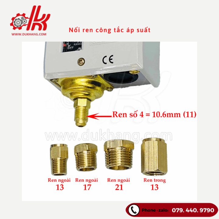 Nối ren đồng rơ le áp suất - số 4 =11mm | Lazada.vn