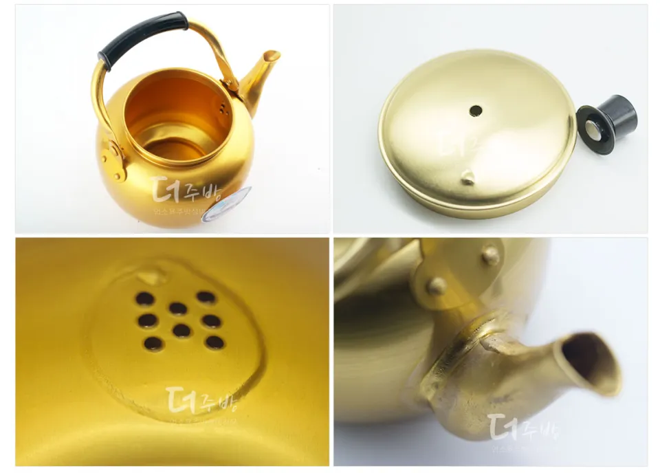 Korea-Trend] 1Liter Vintage Golden Korean Traditional Kettle / Teapot (Made  in Korea)