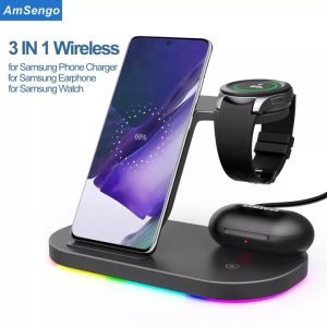Fast 15W Wireless Chargers 3 In 1 for Samsung Galaxy Z Fold5 Z Flip5 S24U S23U S23 Watch 4 3 Active 2 Gear S4 Buds Wireless Charging Station