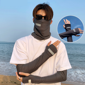 Men Ice Silk Cool Loose Arm Sleeves Sun UV Protection Driving Cycling Arm Gloves Outdoor Sunscreen Cooling Breathable Ice Sleeves