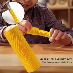 SWEET TIM ประกอบ กล่องปริศนาเขาวงกตเงิน พลาสติก ที่เก็บของ กระปุกออมสินปริศนา โถเก็บเงิน ของประดับตกแต่ง ที่เก็บเงินแบบเขาวงกต ของขวัญสร้างสรรค์