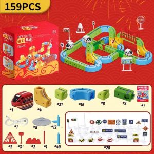 Building Blocks Magnetic Track Educational Toys Children Electric Track Car Creative Coordination