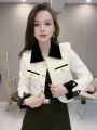 Aó khoác blazer nữ phong cách châu âu chất dạ twed cổ áo vest mẫu mới hót thời trang cao cấp hiện đại. 