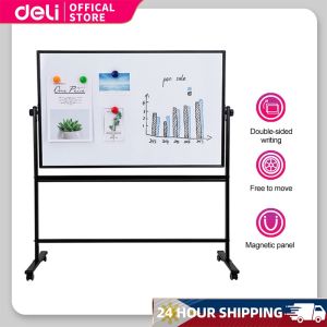 Deli Two Side Whiteboard With Stand Set 1Pc Eraser 2Pc Whiteboard Pen 4Pc Magnet 36x48 Inches