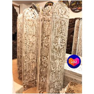 ฉากกั้นห้อง ไม้สัก ก33x หนา 180 cm 6พับ แกะสลัก 2 ด้าน ฉลู ฉากบังตา ฉากกั้นตกแต่ง ฉากเสริมฮวงจุ้ย ราคาที่สุด ถูกพับกั้นห้อง