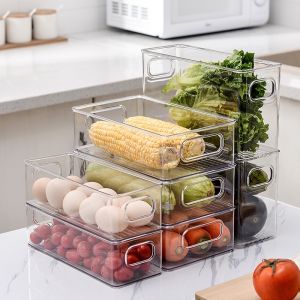 Transparent Refrigerator Organizer Bins Stackable Fridge Organizers Food Storage Box