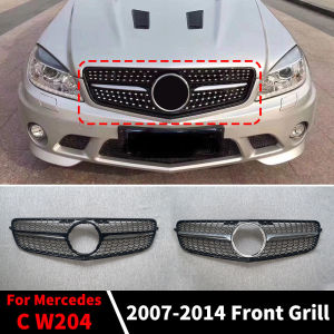 Lưới Cản Xe Đua Điều Chỉnh Phong Cách Kim Cương Cho Mercedes W204 Benz C C200 C300 C43 C180 C350 C250 2007-2014 Lưới Tản Nhiệt Mui Xe Thể Thao