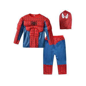 Superhero Boys Girls Muscle Costumes with Mask Cloak Movie Character Cosplay Halloween Party Outfits