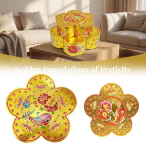 MINOA Decorative Pagoda Base Box Foldable Plum Blossom Pattern Craft Box DIY Thick Cardboard Gift Box Mid-Autumn Festival