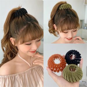 I&U Disk Hair Bird Nest Bun Maker Ponytail Buckle Velvet Hair Claw Women Hair Clips Meatball Head Hair