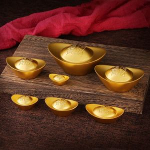 UNQIN ทองแดงบริสุทธิ์ แท่งทองคำแท่ง แข็งและแข็งแรง โลหะผสมอัลลอยด์ เครื่องประดับชามสมบัติ การจำลองแบบจำลอง ของเก่าแบบโบราณ เครื่องประดับเดสก์ท็อป ห้องนั่งเล่นในห้องนั่งเล่น