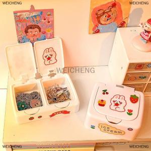 [COD] WEICHENG Kawaii Phim Hoạt Hình Bàn Tổ Chức Hộp Nút Mỹ Phẩm Lưu Trữ Hộp Với Nắp Mini Đồ Trang Sức Tổ Chức Mỹ Phẩm Trang Điểm Container