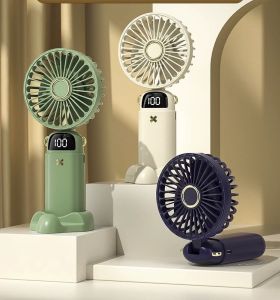 [BẢO HÀNH 12 THÁNG] Quạt cầm tay tích điện mini có màn hình led hiển thị pin kèm giá đỡ điện thoại cao cấp