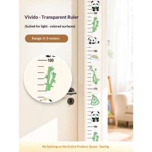 JOYNCLEON Nhãn dán tường hoạt hình dễ thương biểu đồ tăng trưởng trang trí phòng của bé thiết kế trong suốt với họa tiết gấu trúc và cây tre dễ dàng lắp đặt và tháo bỏ