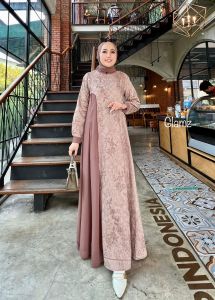 Zahira1808 Gausia Bahan Katun Bordir Mix Ceruty Baby Doll Lapis Furing Gamis Murah Trendi Baju Syari Muslim Wanita Ibu Terlaris Baju Pesta Adem Nyaman Di Pakai Real pict